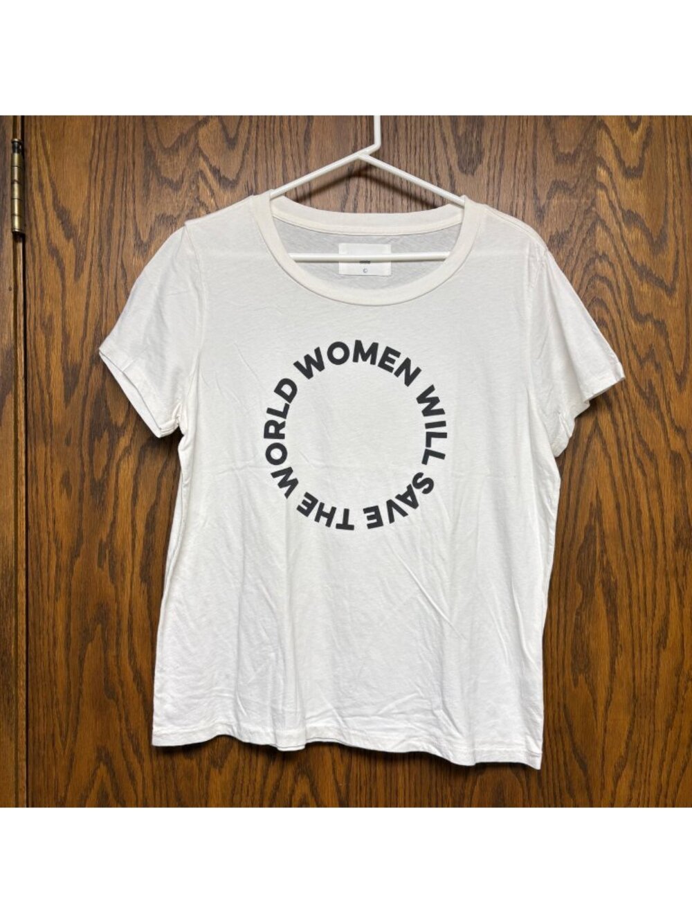 Sol Angeles Women Will Save The World Tee Size Large White Cotton USA T-Shirt
